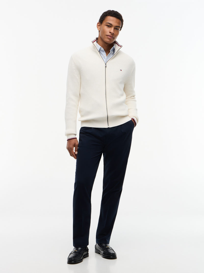 Zip Thru Cable Knit Sweater