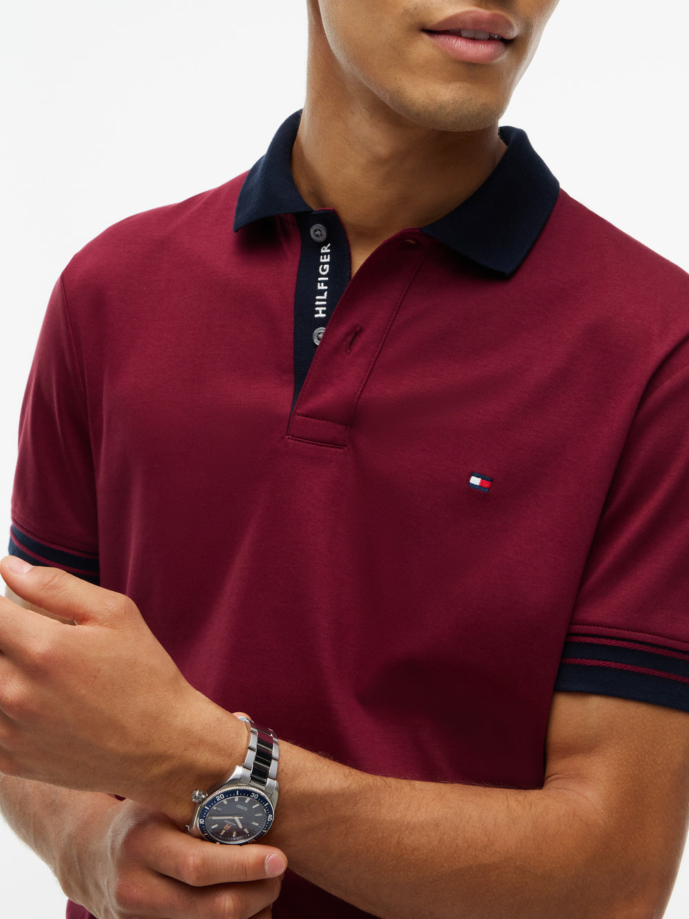 Regular Fit Contrast Collar Interlock Polo