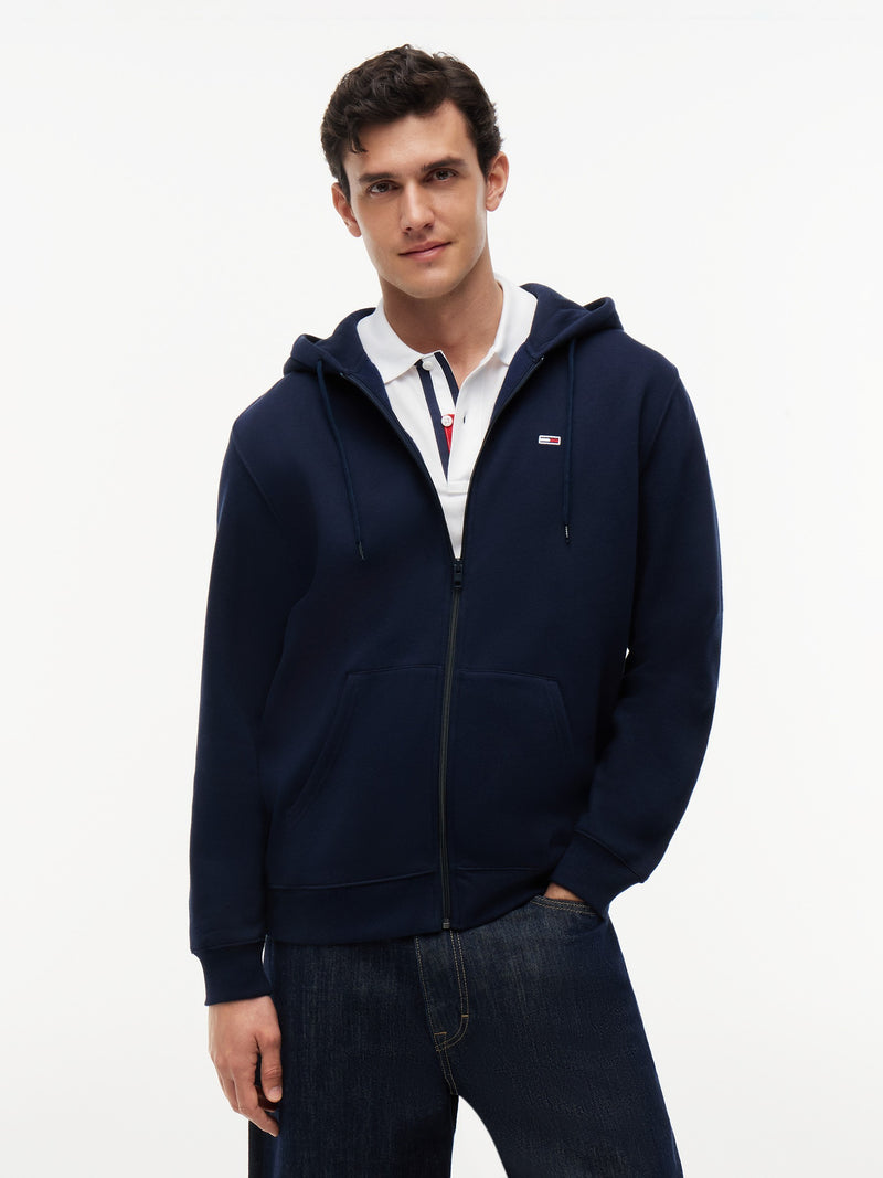 Regular Fit Brushed Fleece Hooded Zip Thru Sweatshirt
