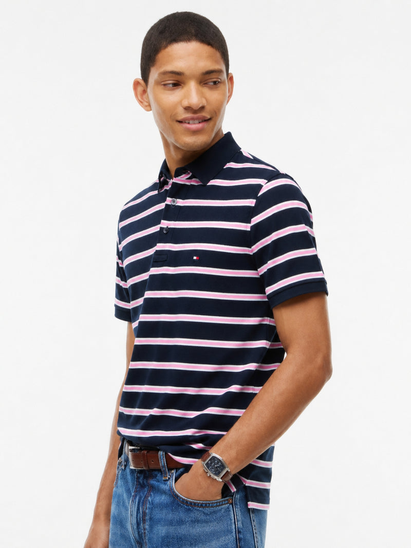 Slim Fit Striped Pique Polo