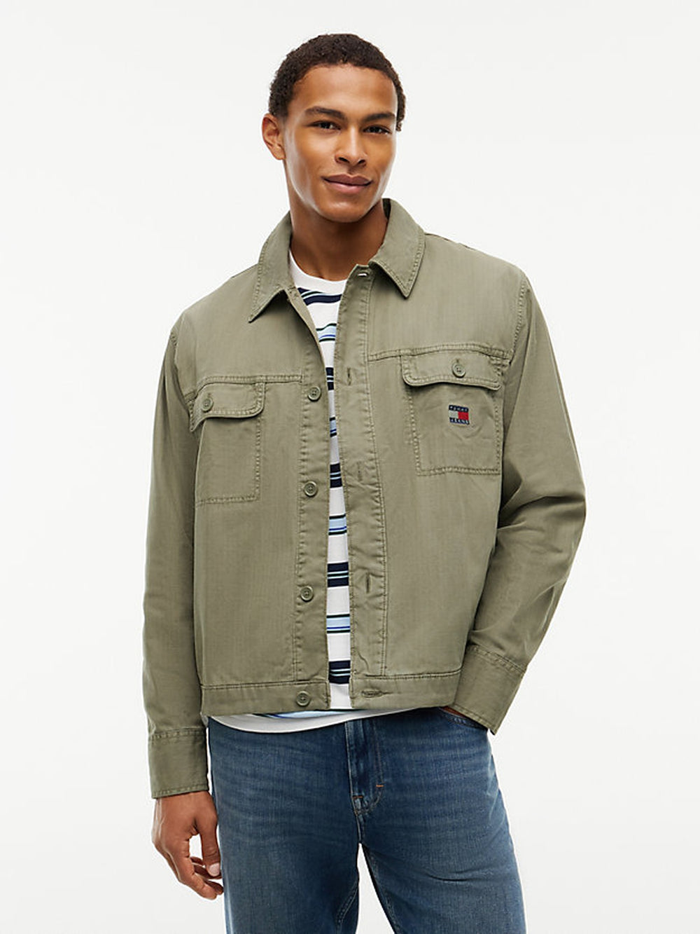 Oversized Fit Solid Overshirt Shirt