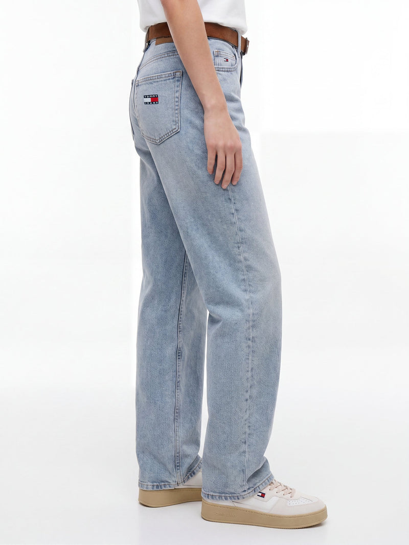 Low Rise Light Wash Stretch Straight Jeans