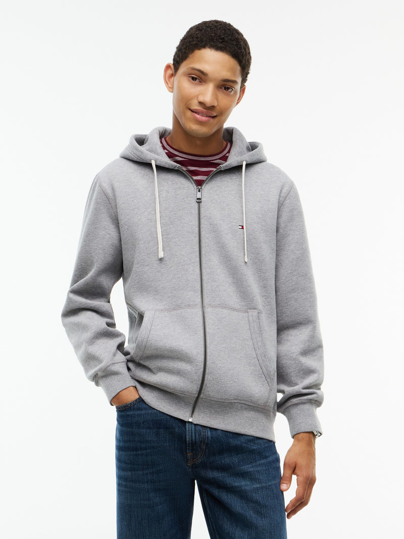Zip Thru Solid Fleece Hoodie