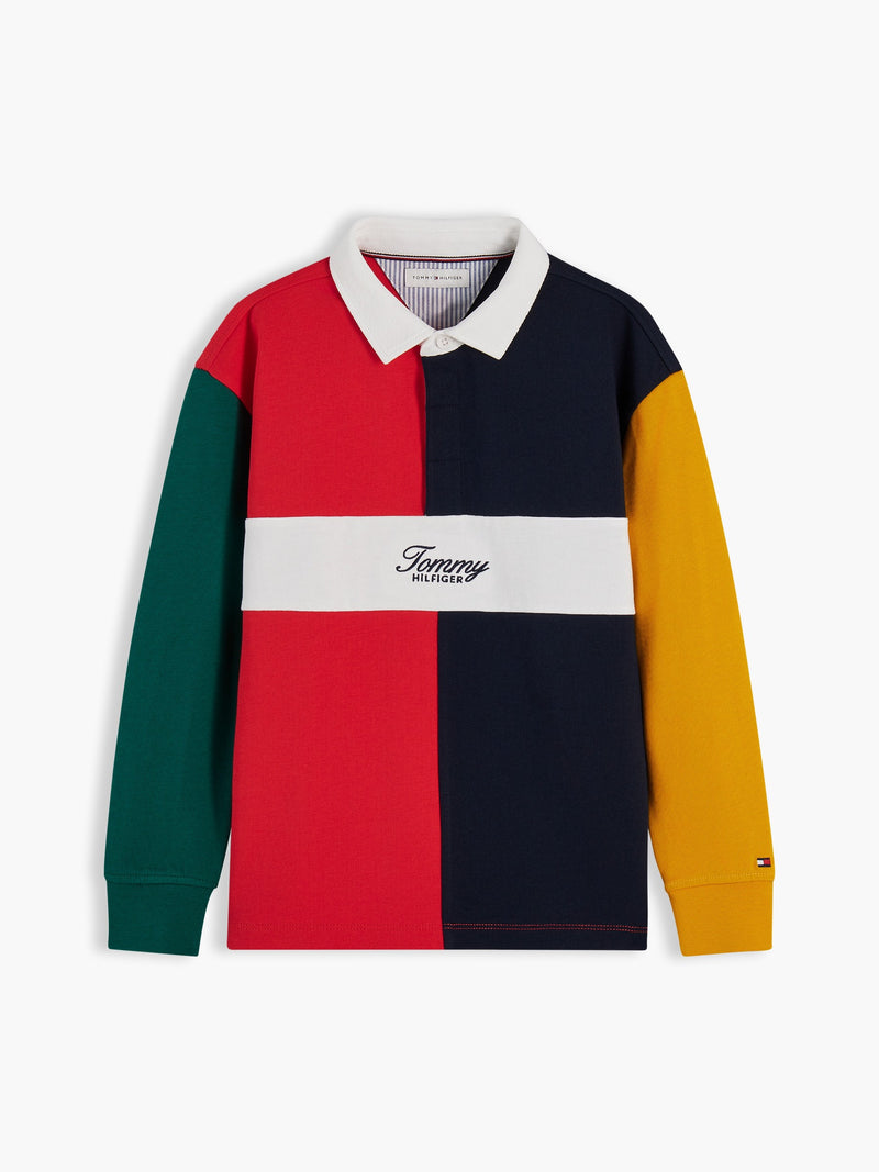 Kids Long-Sleeve Color Block Polo