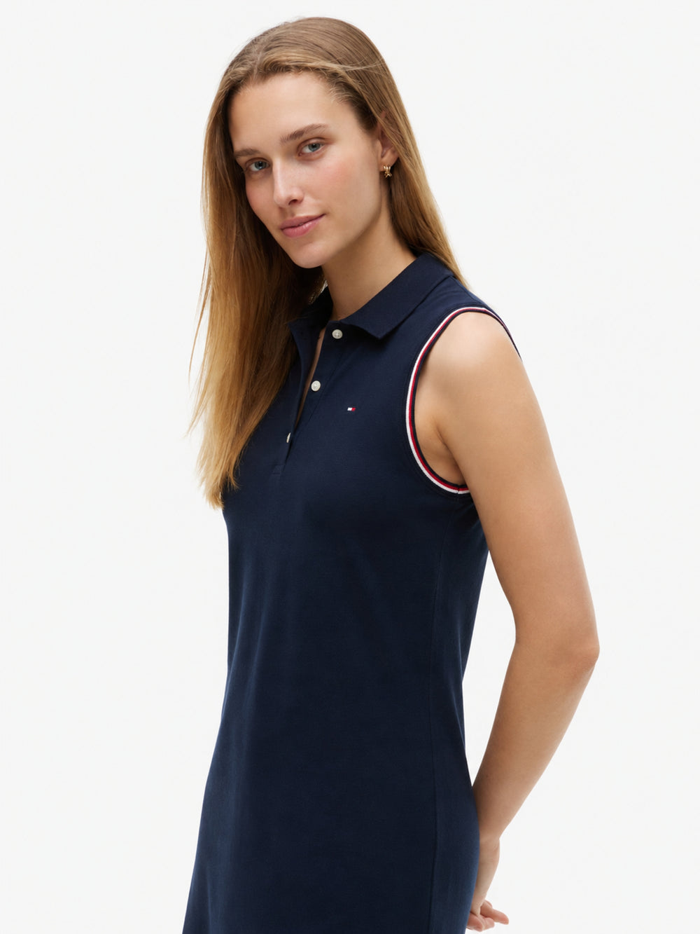 Half Sleeve Solid Pique Bodycon Polo Dress