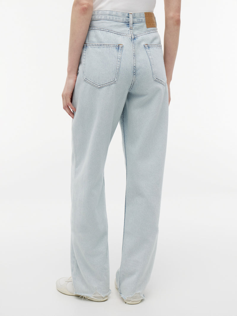 High Rise Light Wash Slim Straight Jeans