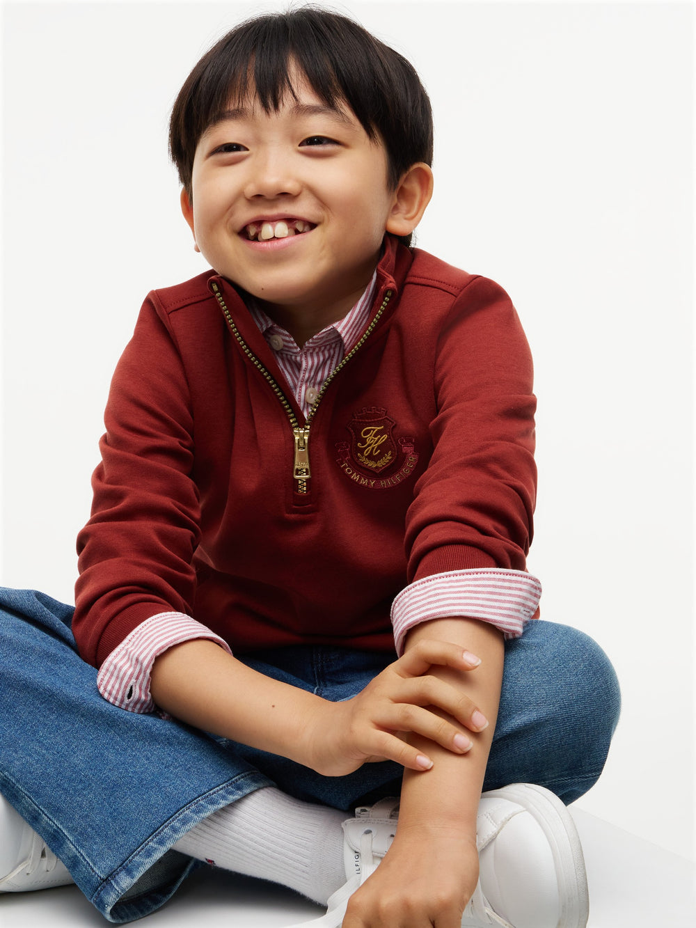 Kids Interlock Quarter Zip Sweatshirt