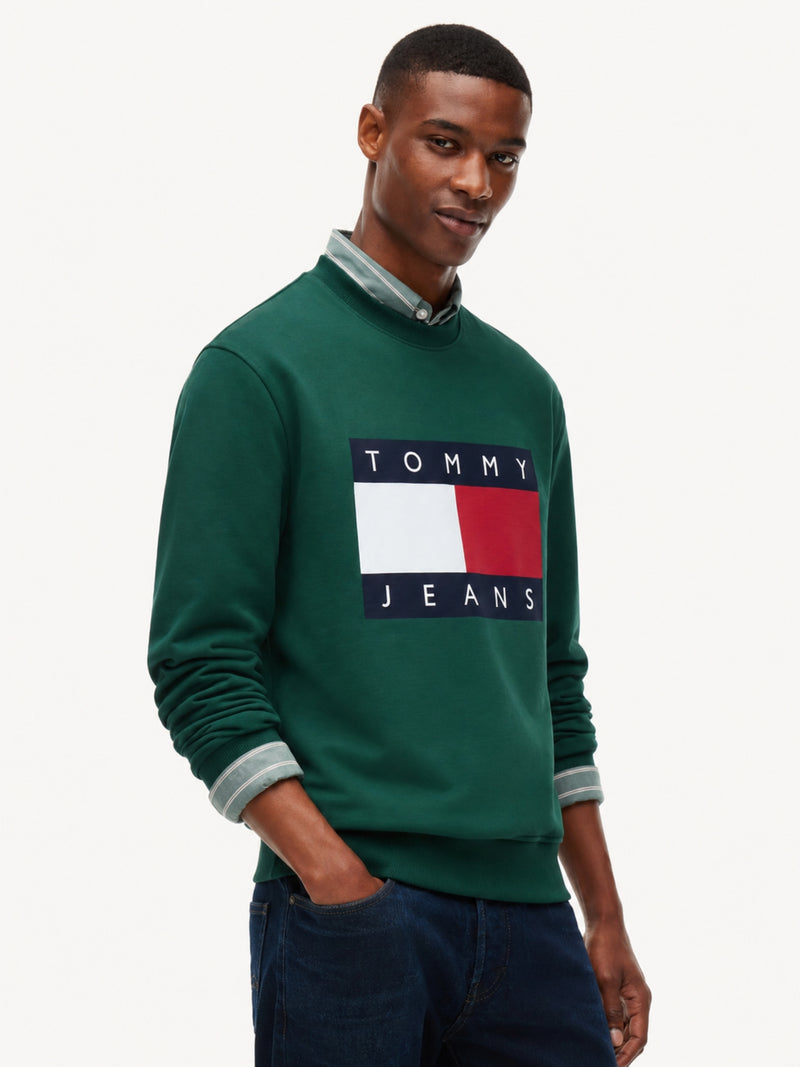 Regular Fit Diagonal Terry Crew Neck Sweatshirt