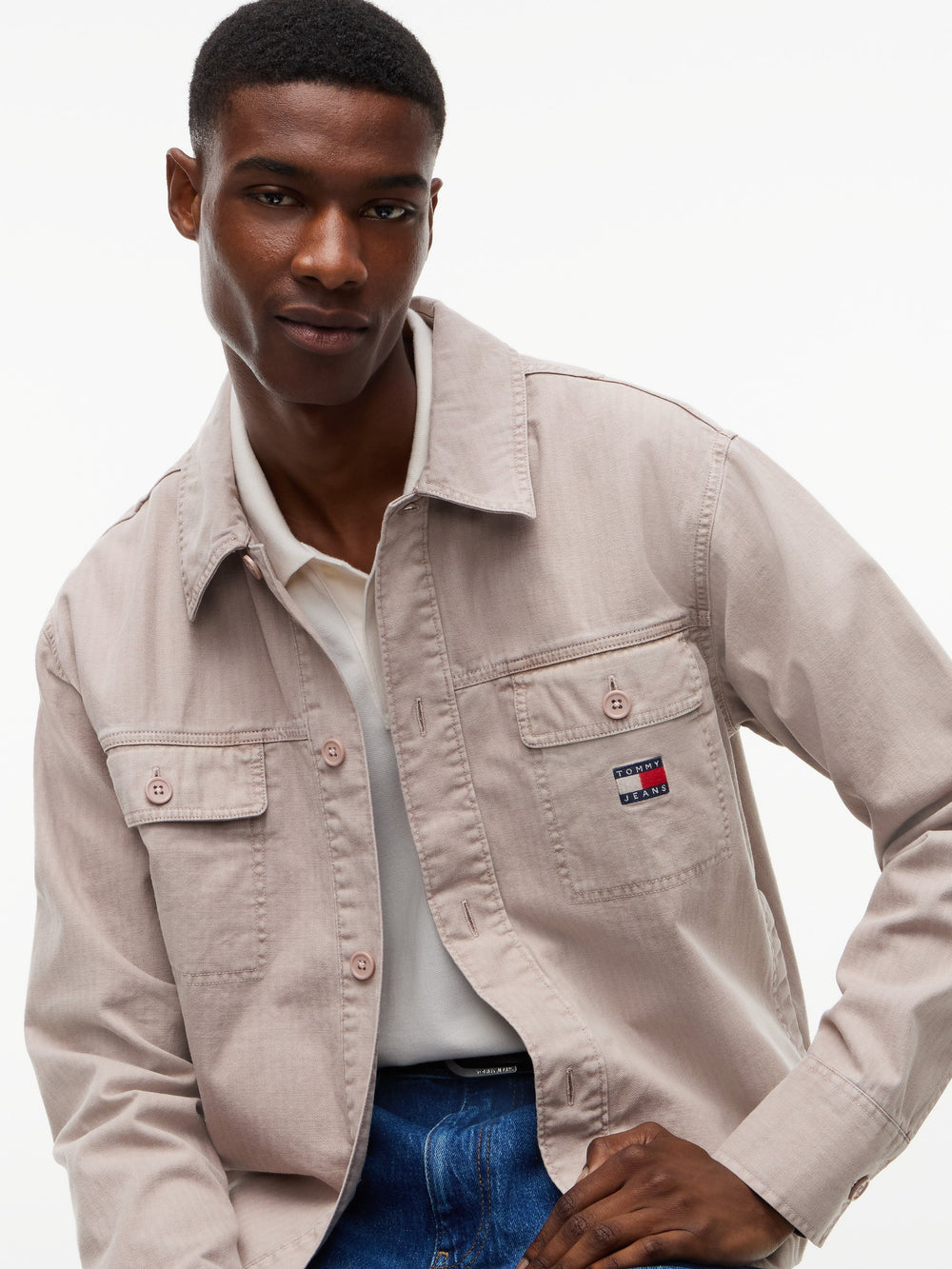 Oversized Fit Solid Overshirt Shirt