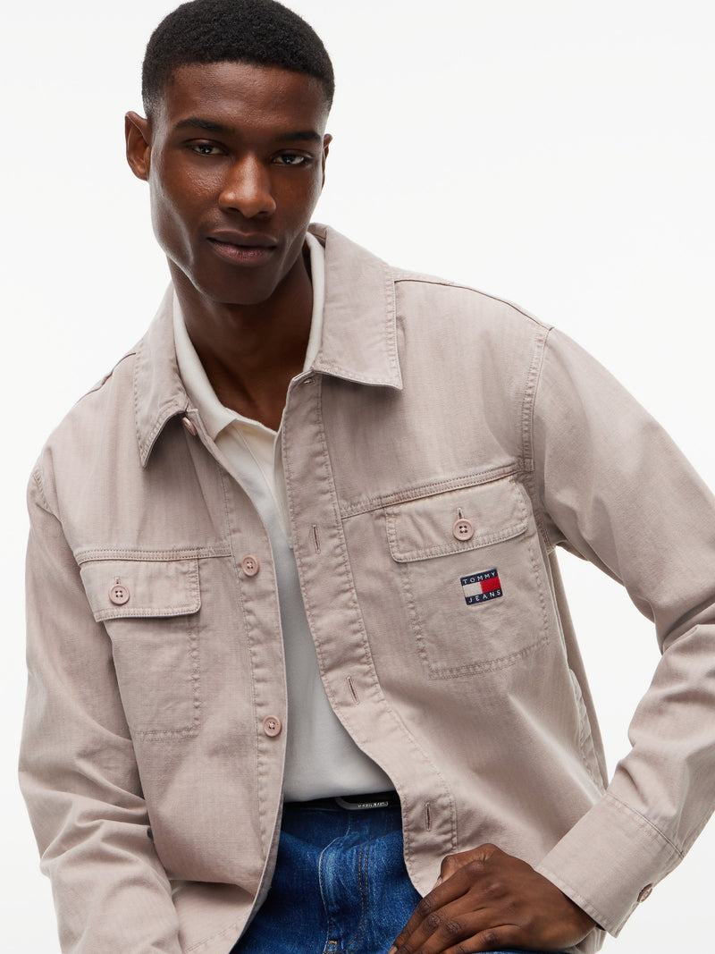 Oversized Fit Solid Overshirt Shirt
