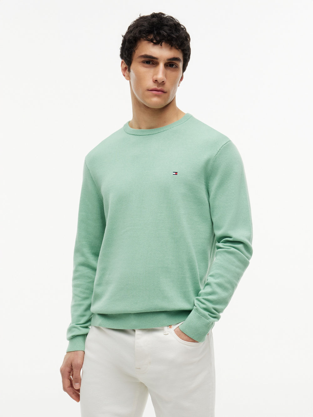 Crew Neck Solid Pullover