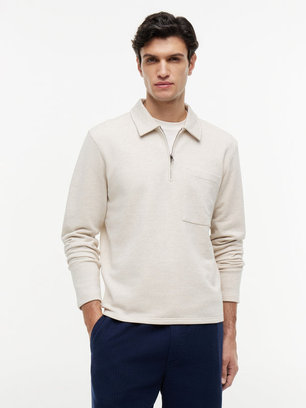Regular Fit Terry Quarter Zip Sweatshirt