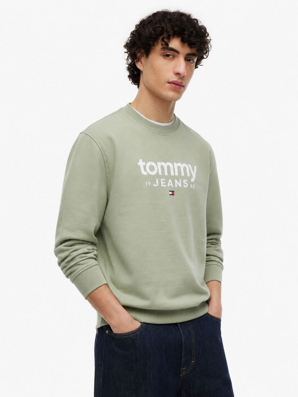 Regular Fit Suede Terry Crew Neck Sweatshirt