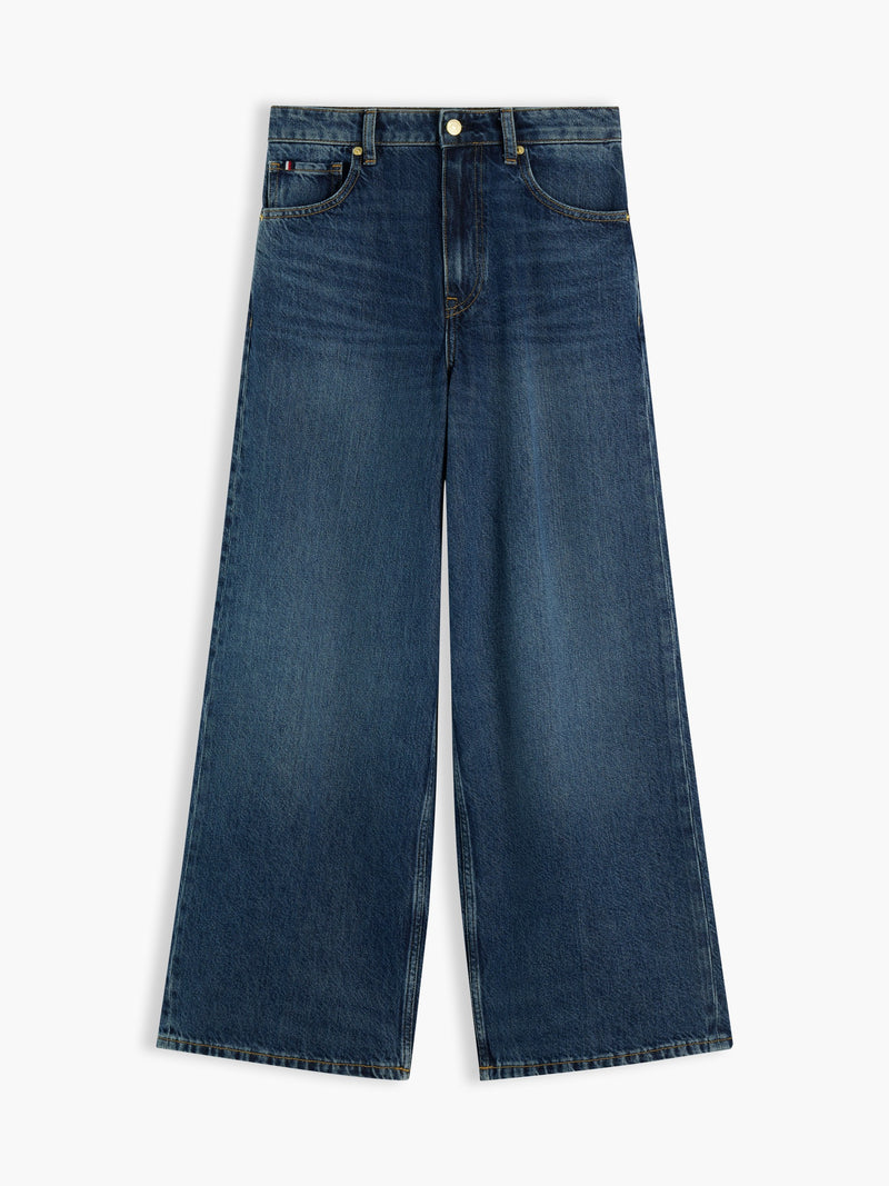 Women High Rise Dark Wash Wide Jeans