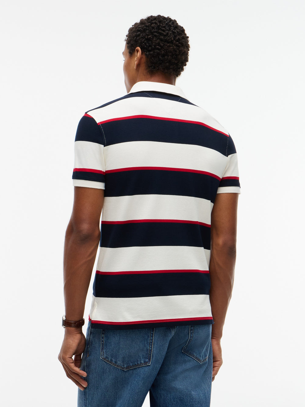 Slim Fit Striped Pique Polo