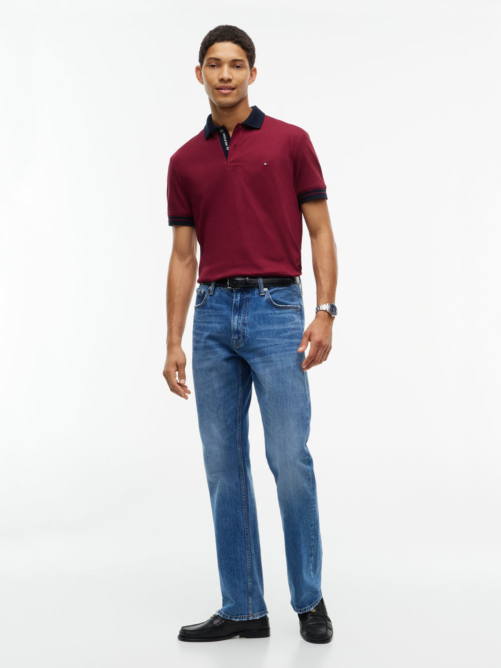 Regular Fit Contrast Collar Interlock Polo