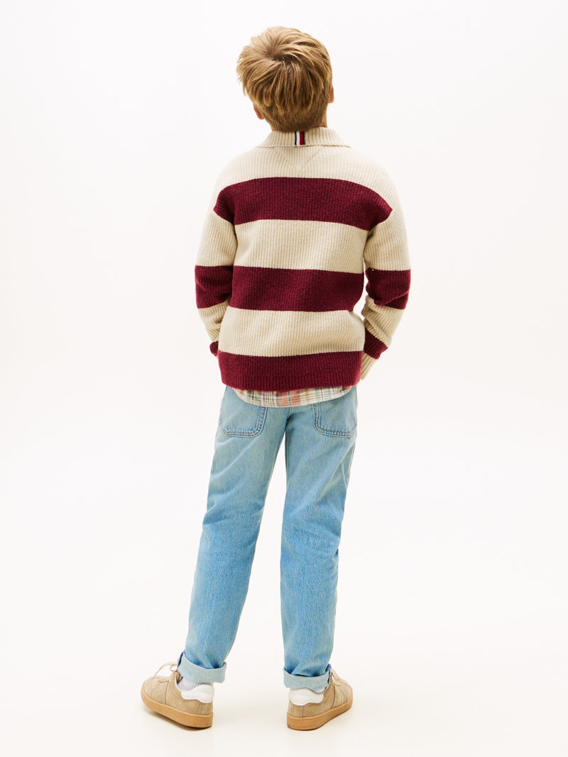 Kids Stripe Quarter Zip Sweater