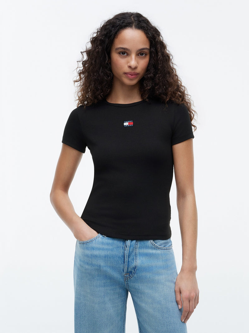 Solid Slim Fit Half Sleeve Ribbed T-Shirt
