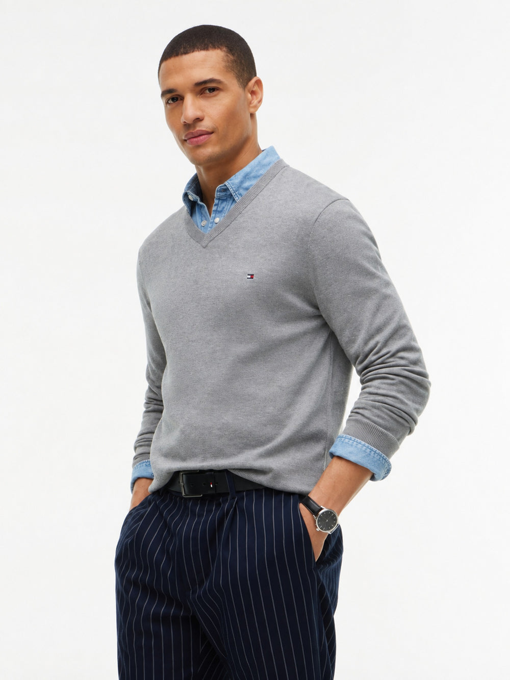 V Neck Solid Sweater