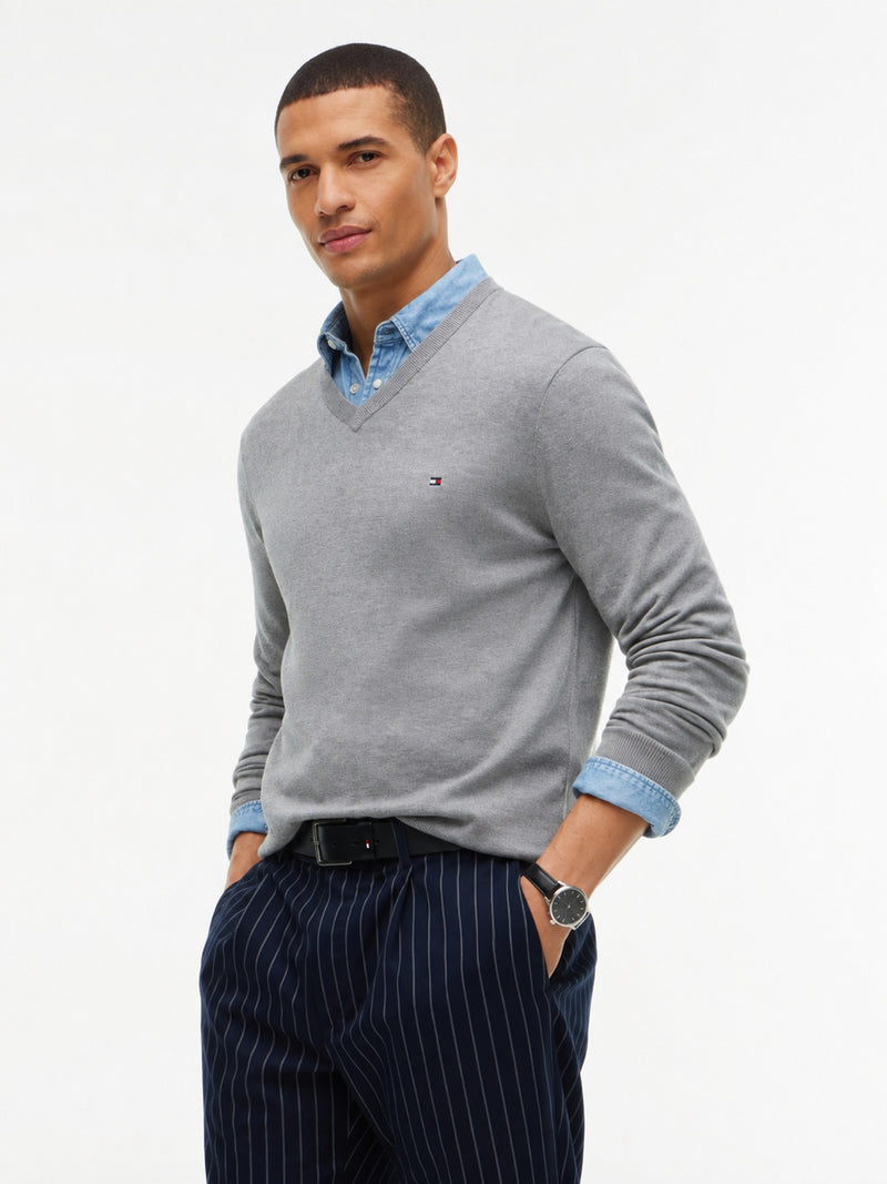 V Neck Solid Sweater