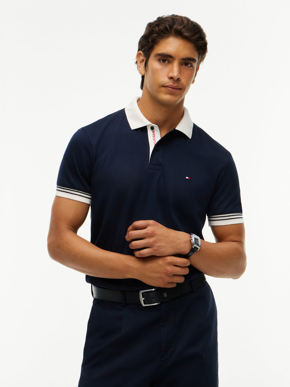 Regular Fit Contrast Collar Interlock Polo