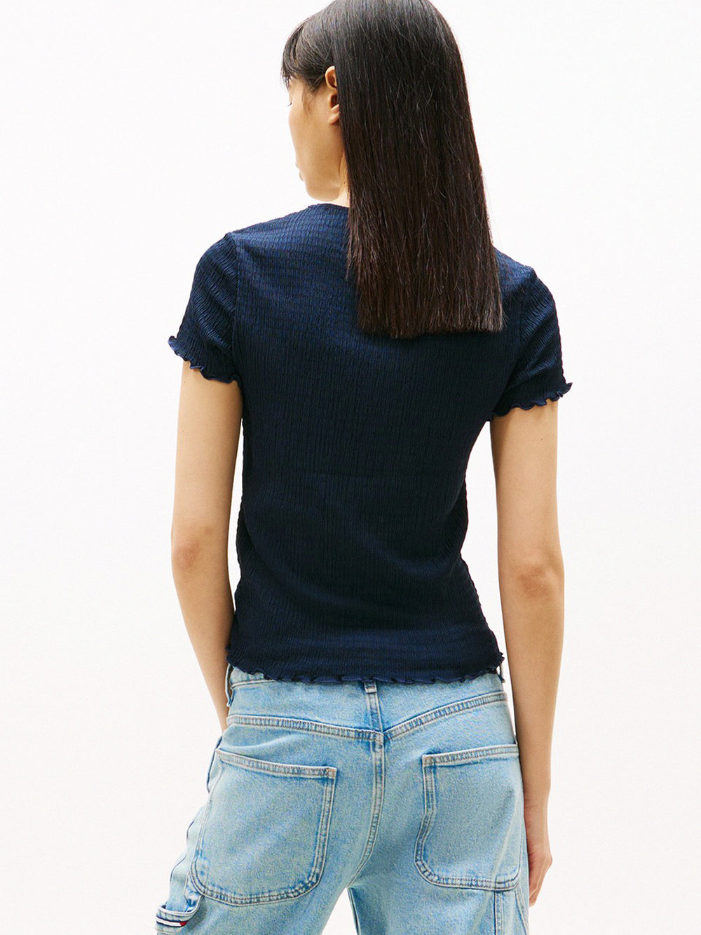 Solid Slim Fit Half Sleeve Seersucker T-Shirt