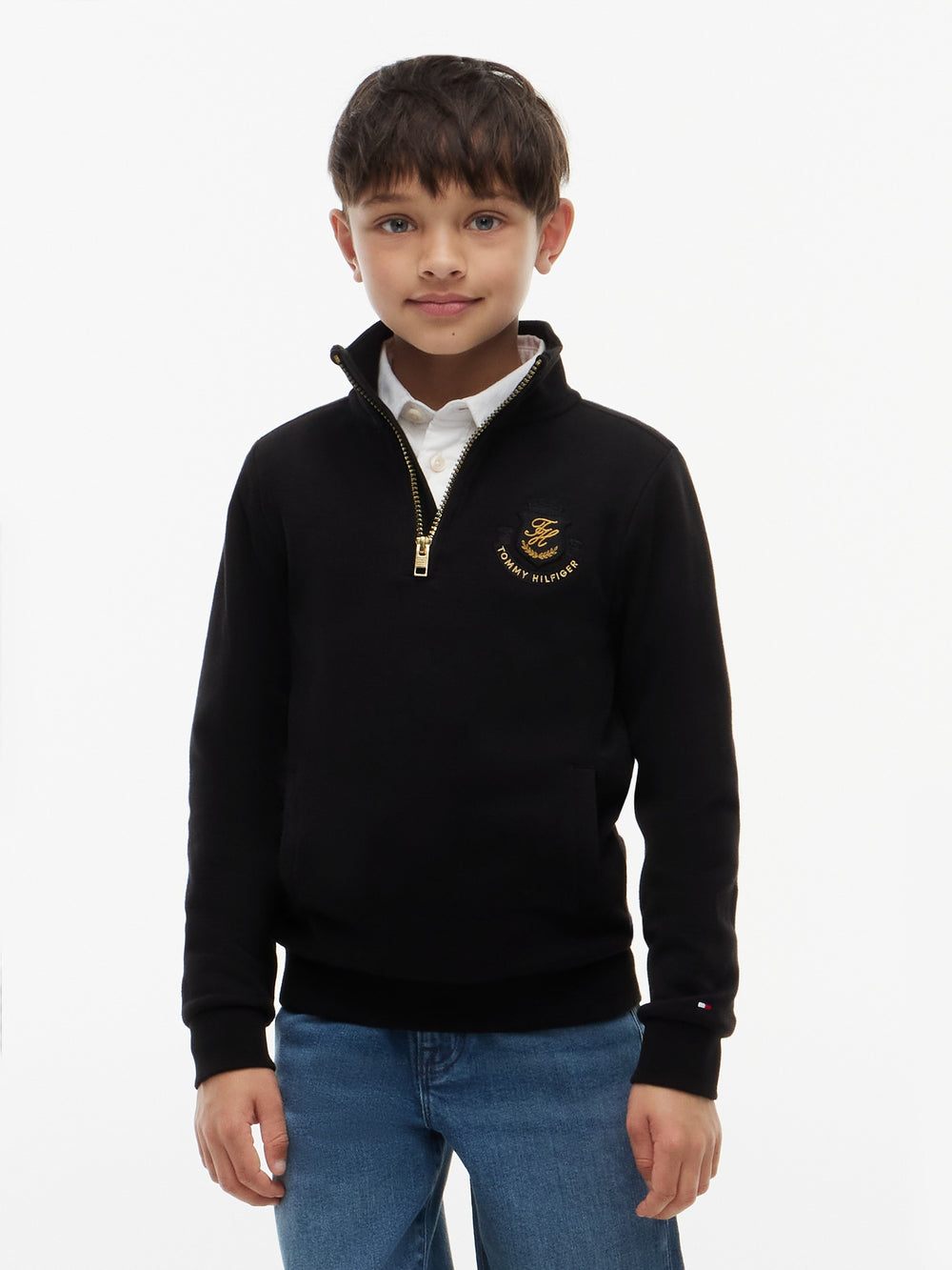 Kids Interlock Quarter Zip Sweatshirt