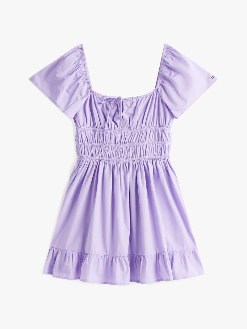 Short Sleeve Solid Poplin Fit & Flare Dress