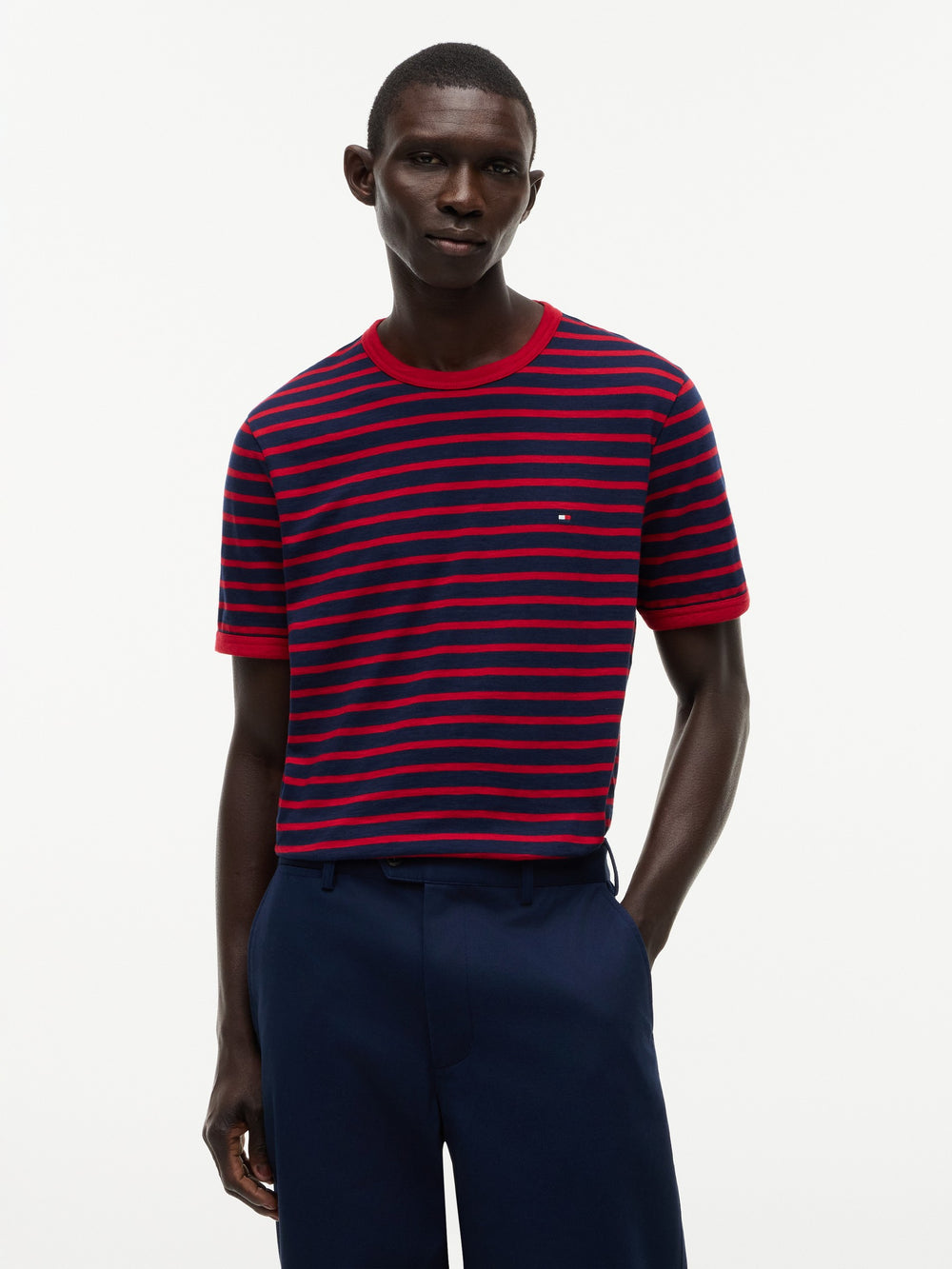 Regular Fit Striped Slub Jersey Tshirt