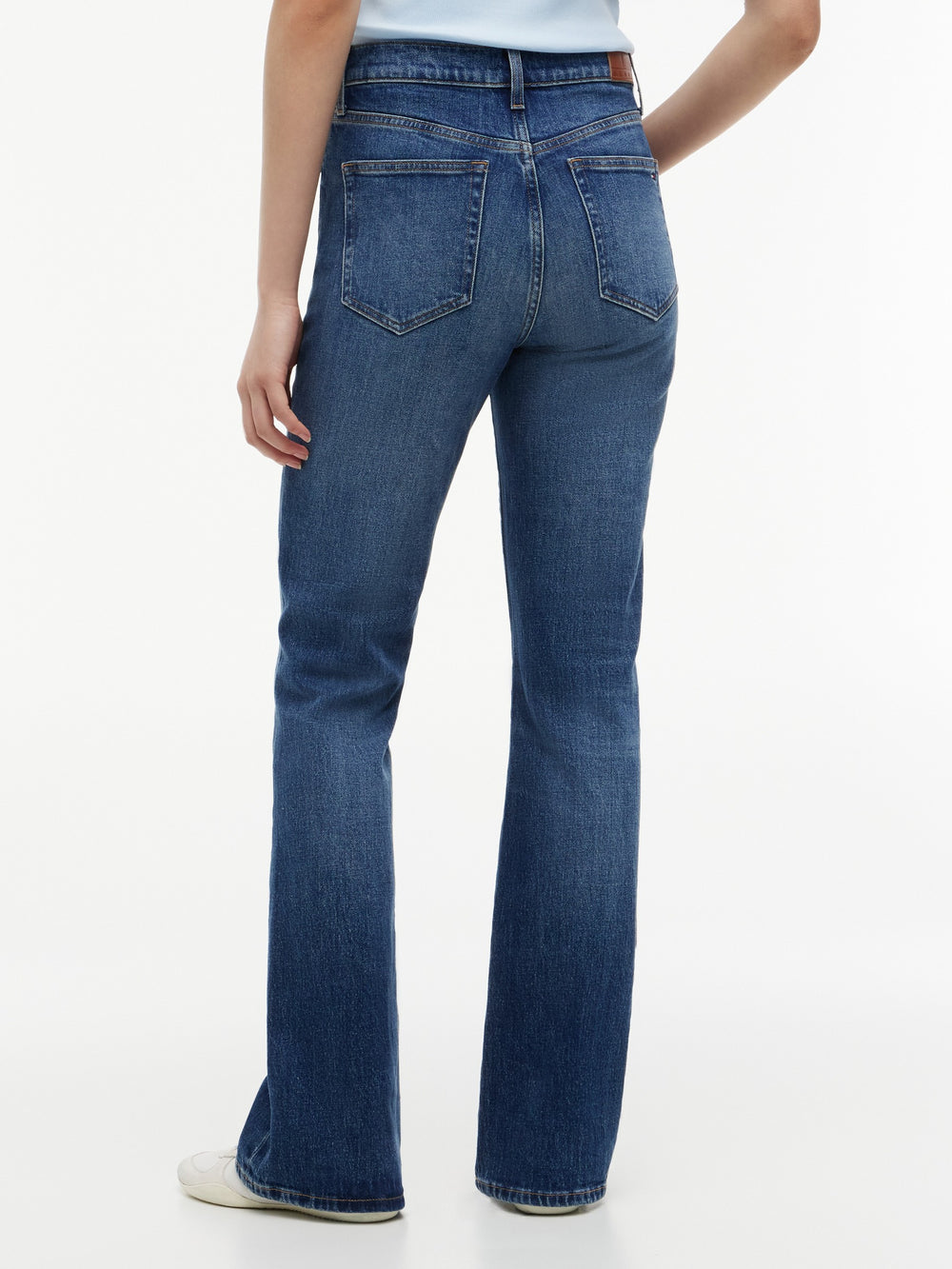 Women High Rise Mid Wash Stretch Flared Jeans