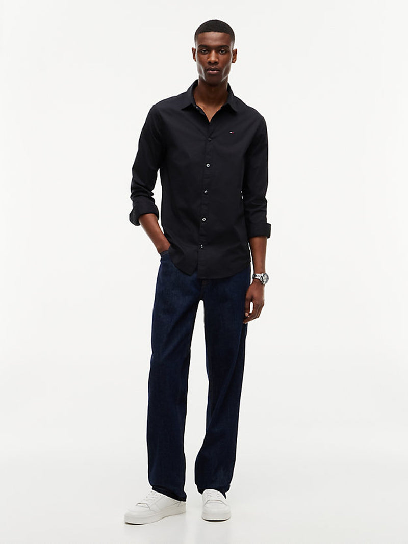 Slim Fit Solid Stretch Poplin Shirt