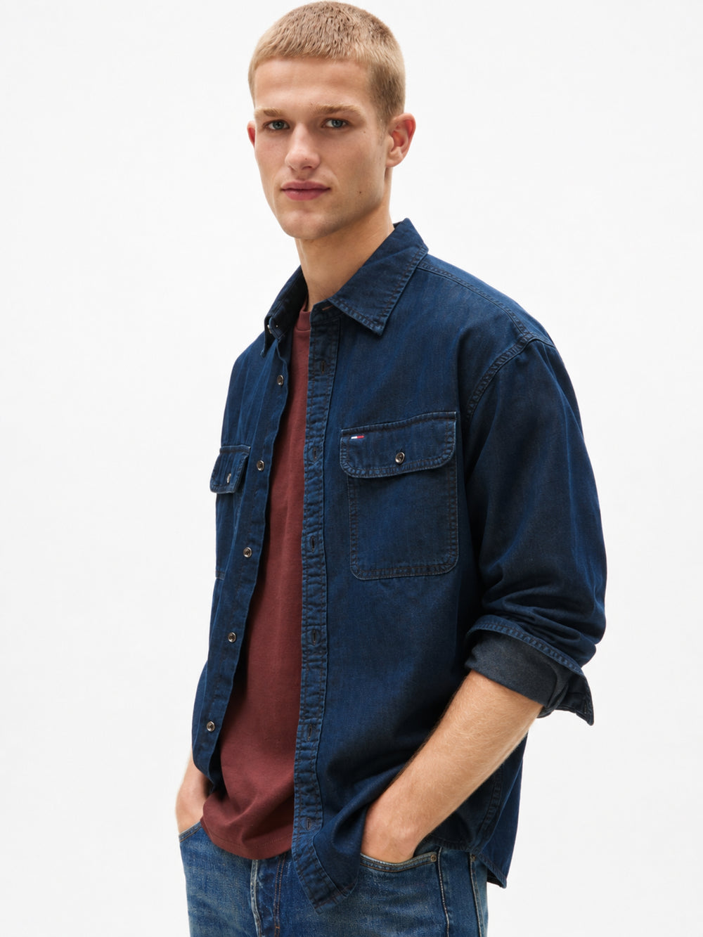 Relaxed Fit Washed Denim Shirt