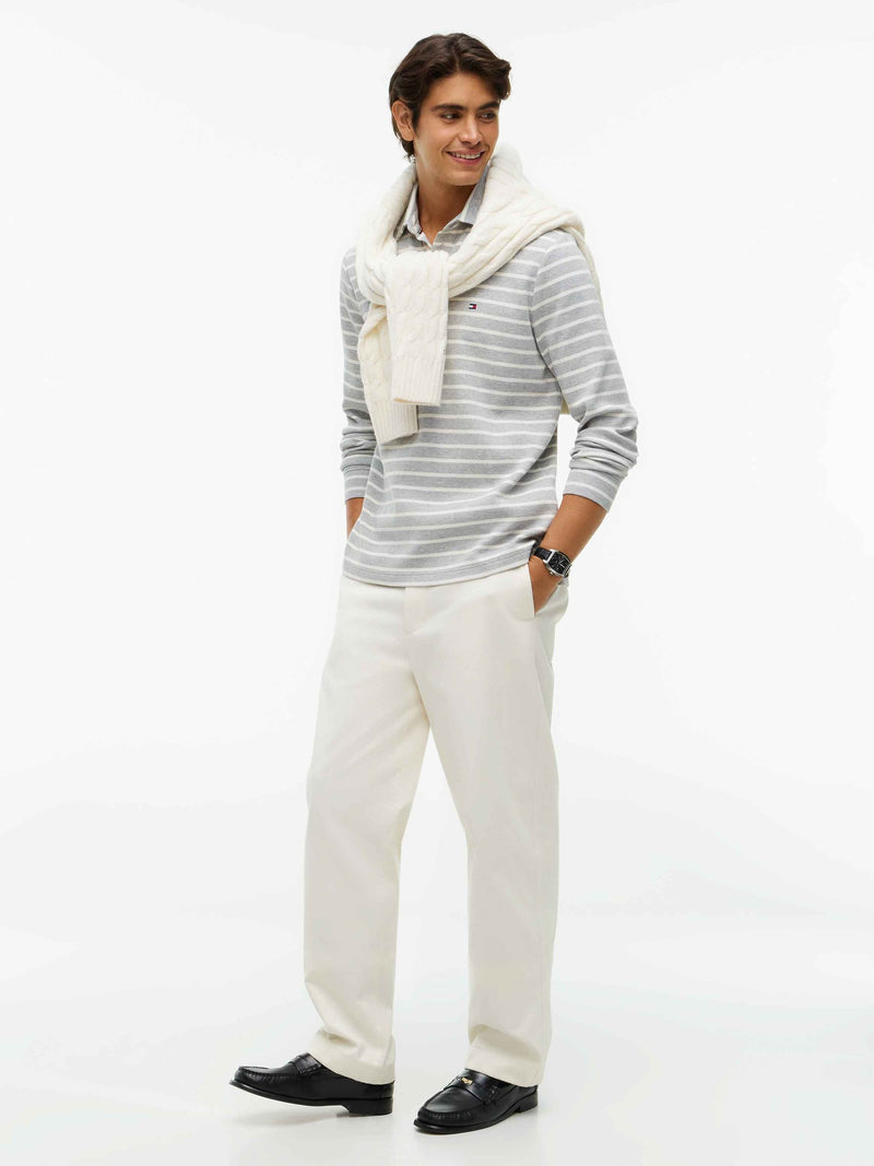 Long Sleeve Solid Textured Polo