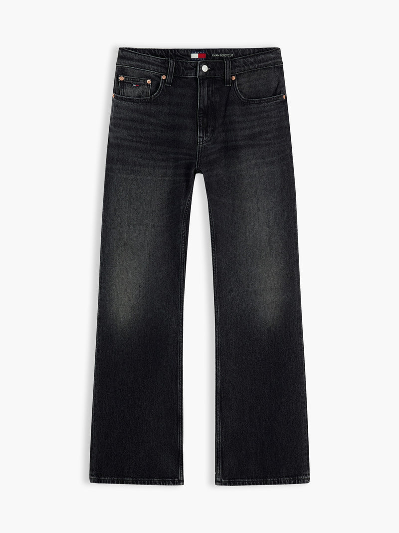 Men Ryan Bootcut Slim Bootcut Washed Black Jeans