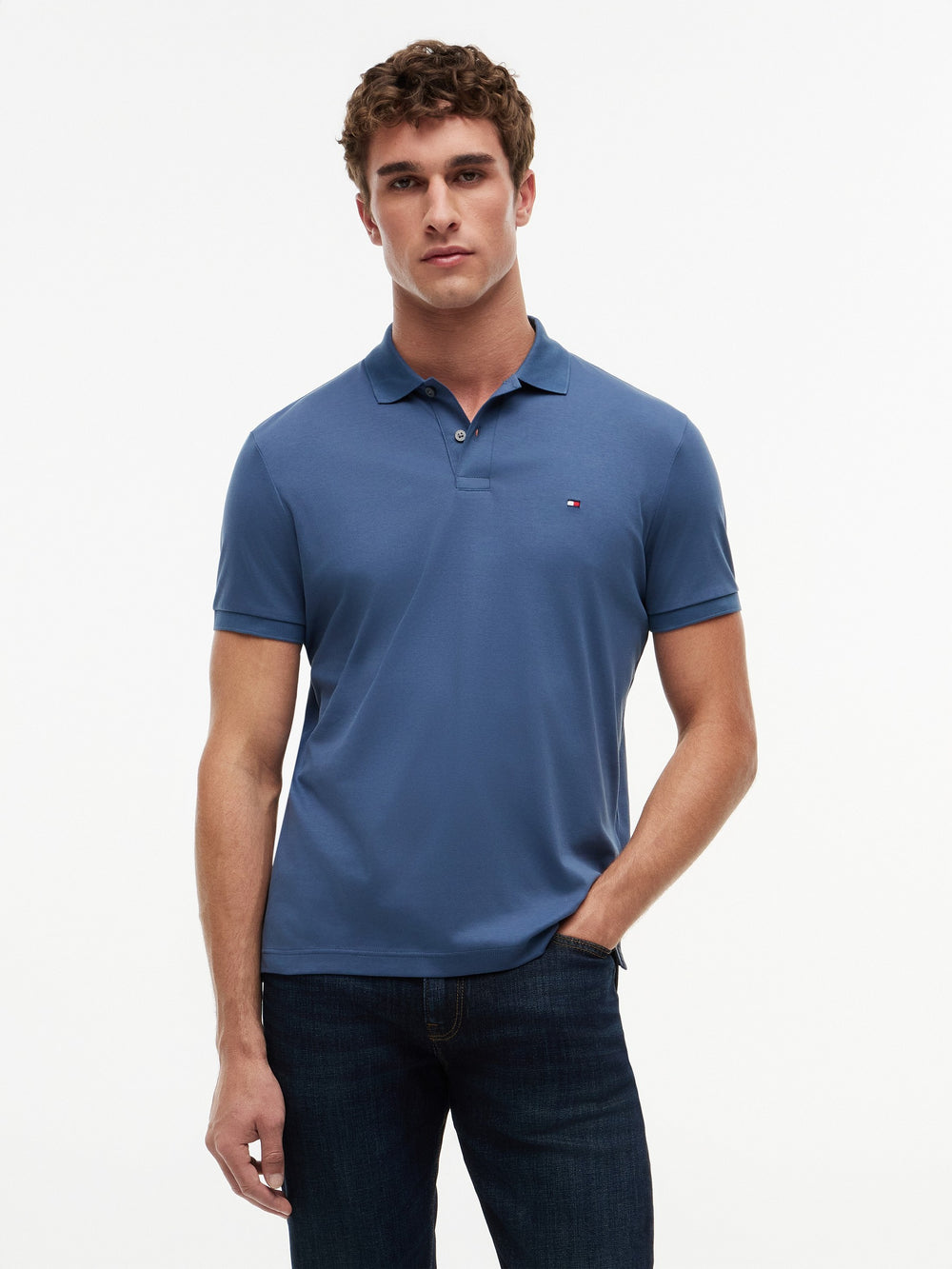 Regular Fit Solid Liquid Cotton Polo
