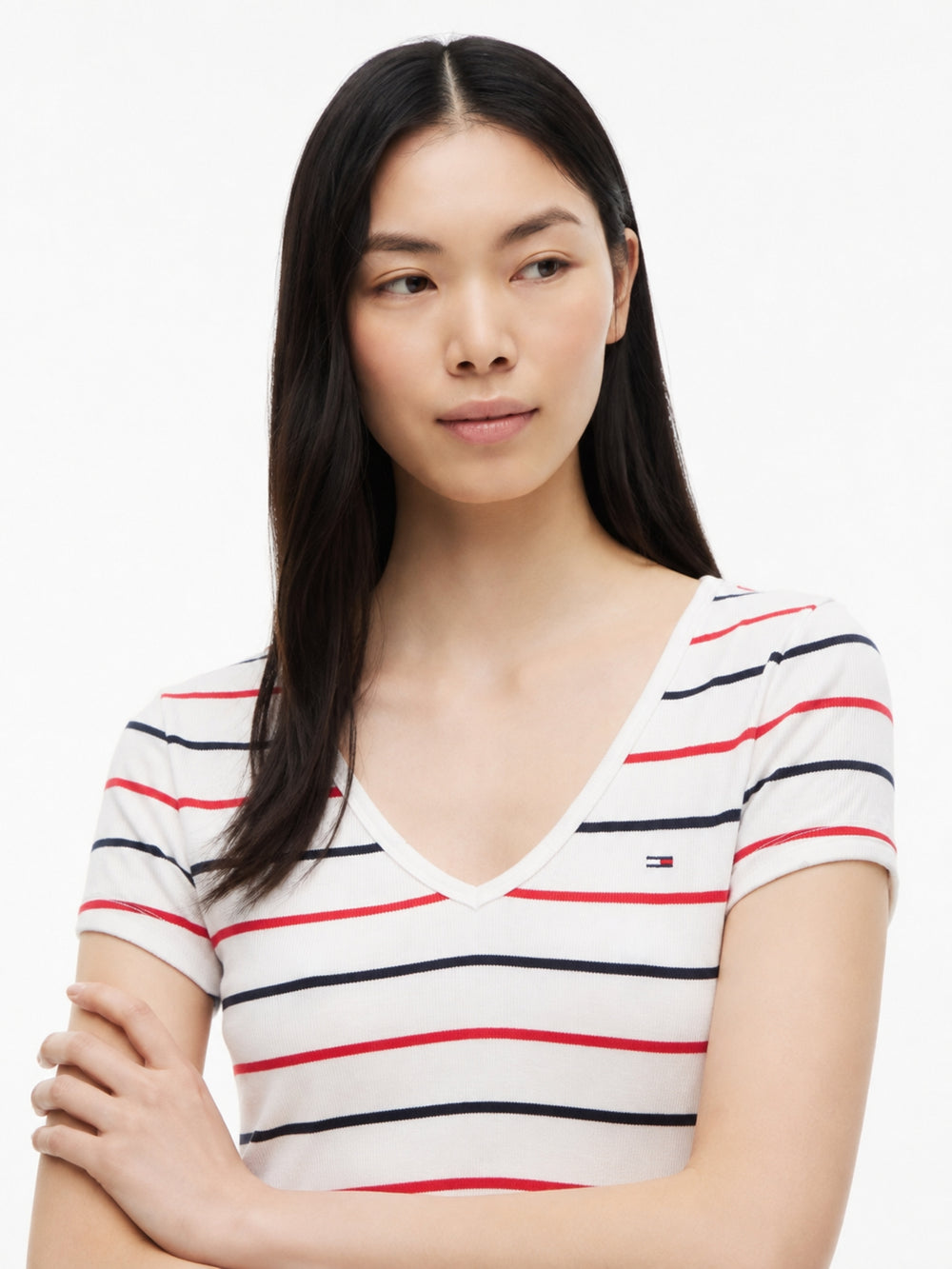 Stripe Slim Fit Half Sleeve Ribbed T-Shirt