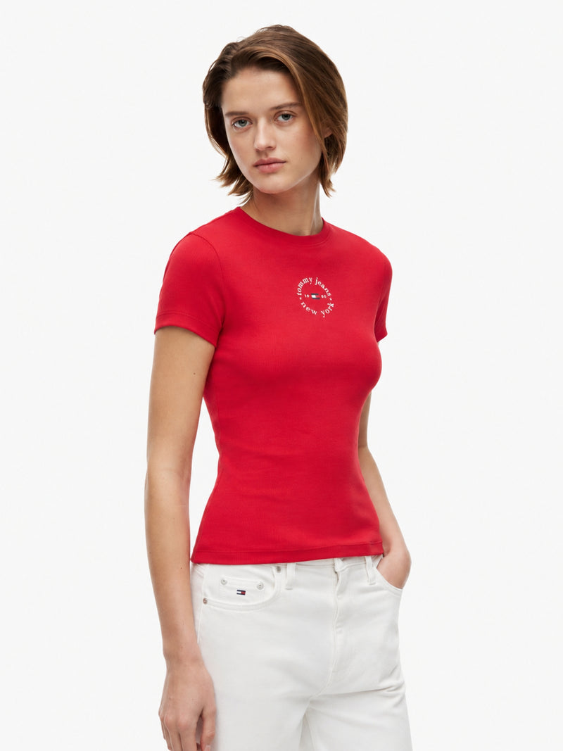 Solid Slim Fit Half Sleeve Ribbed T-Shirt
