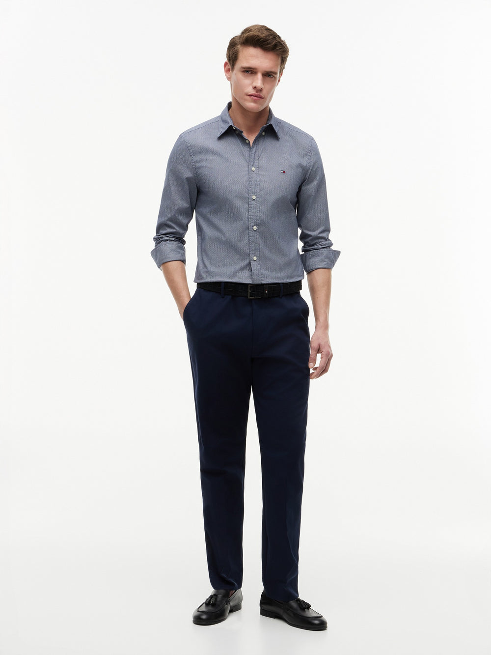 Slim Fit Print Poplin Shirt