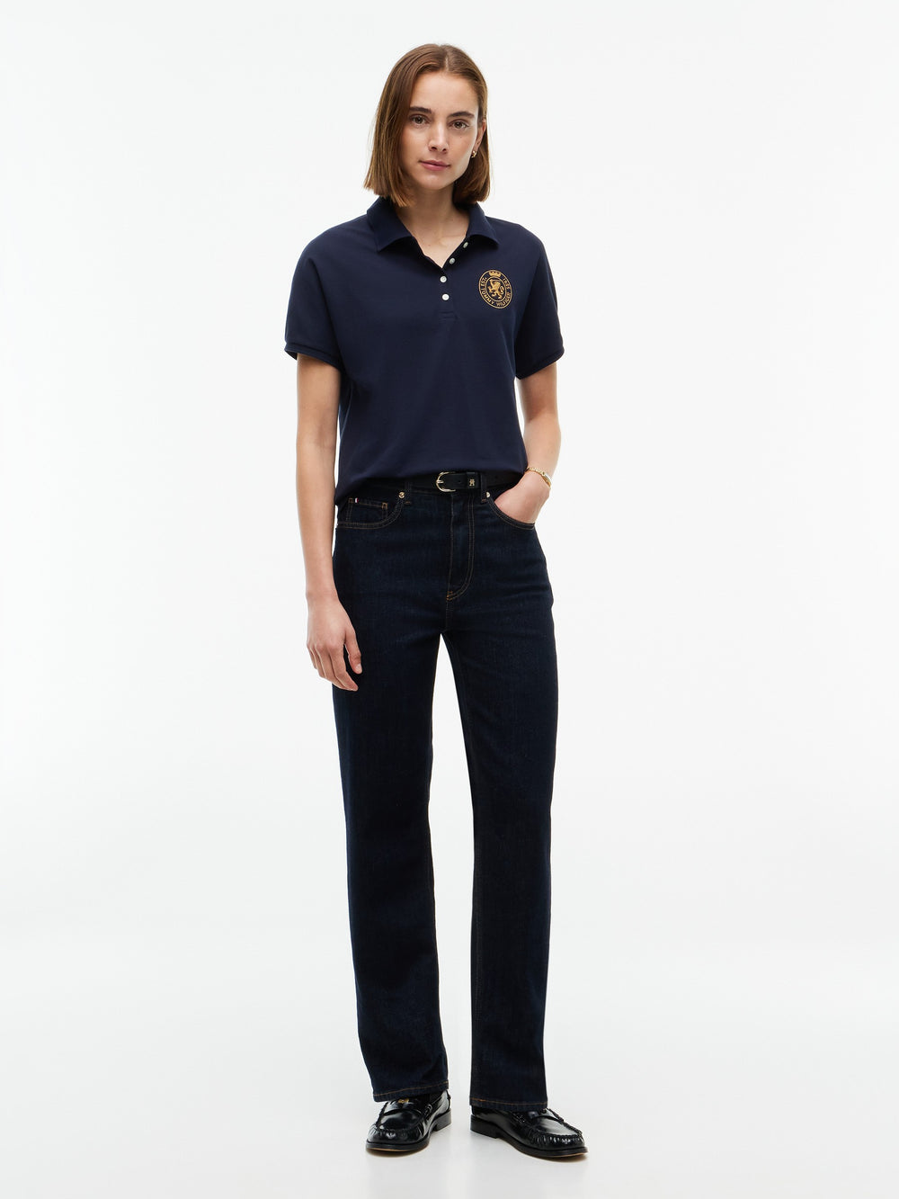 Solid Relaxed Fit Half Sleeve Pique Polo
