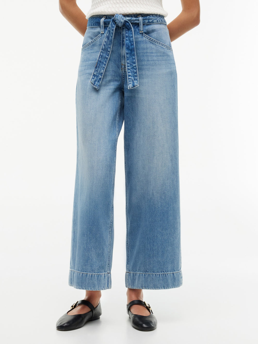 High Rise Light Wash Wide Jeans