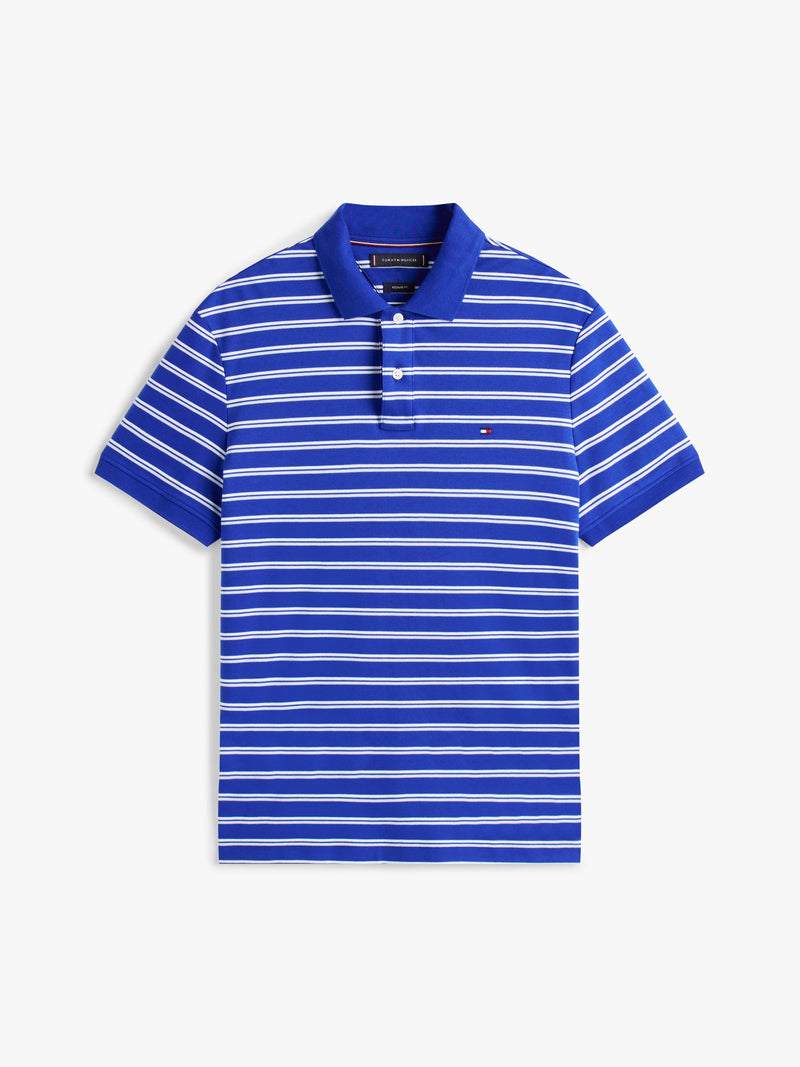 Regular Fit Striped Interlock Polo
