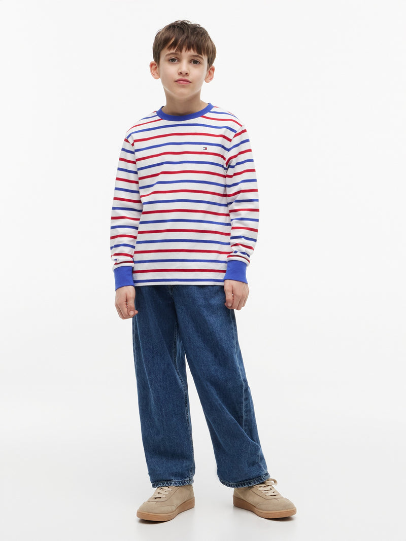Kids Long-Sleeve Stripe Interlock T-Shirt