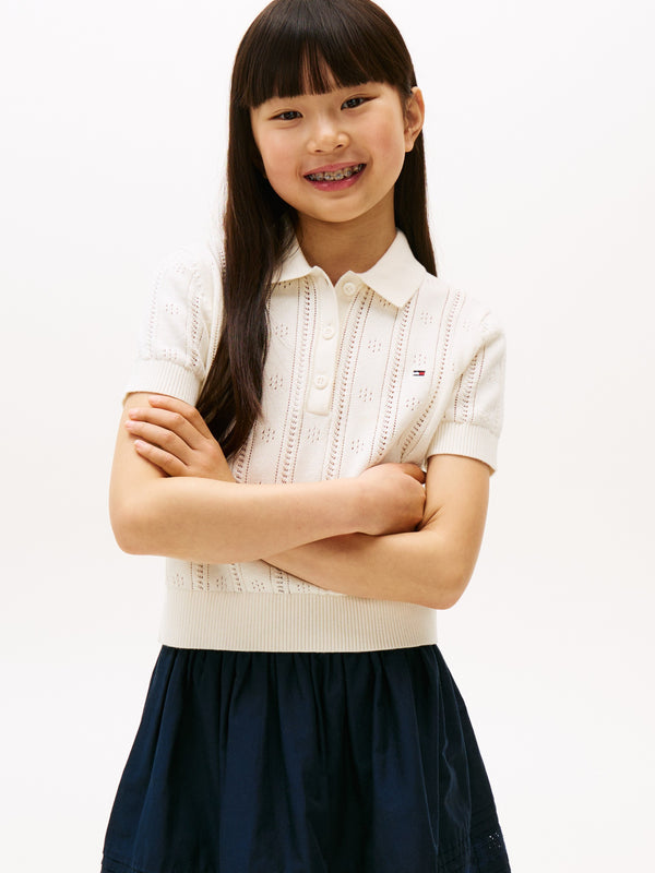Kids Pointelle Polo Sweater