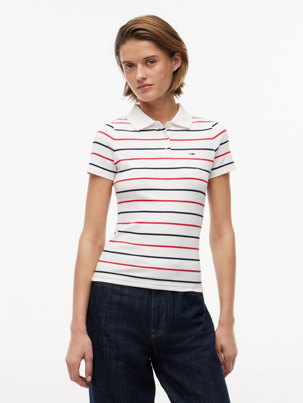 Stripe Slim Fit Half Sleeve Ribbed T-Shirt
