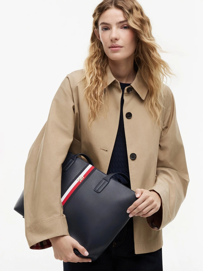 Solid Zip Closure Tote Bag