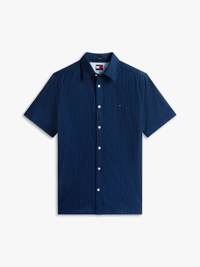 Regular Fit Solid Seersucker Shirt