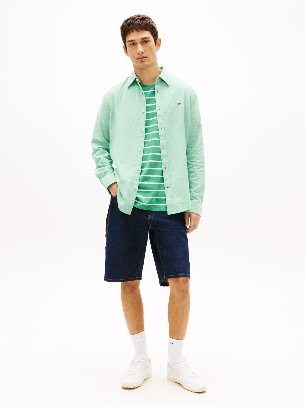 Regular Fit Solid Linen Blend Shirt