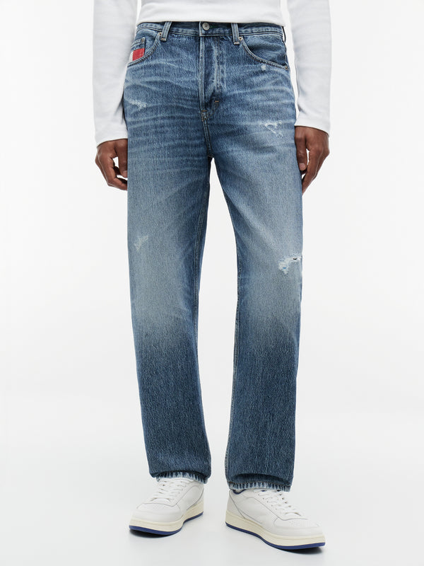 Men Sonny Regular Centre Button Fly Tapered Light Wash Jeans