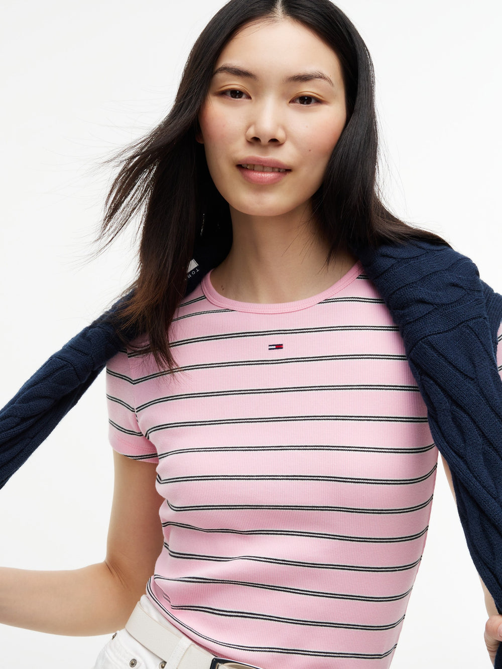 Stripe Slim Fit Half Sleeve Ribbed T-Shirt
