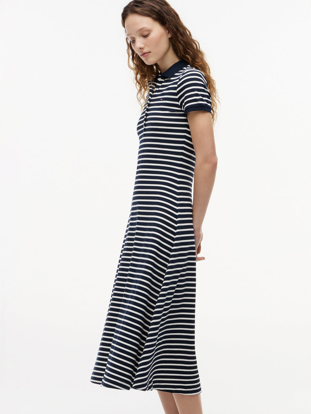 Half Sleeve Stripe Pique F-and-F Polo Dress